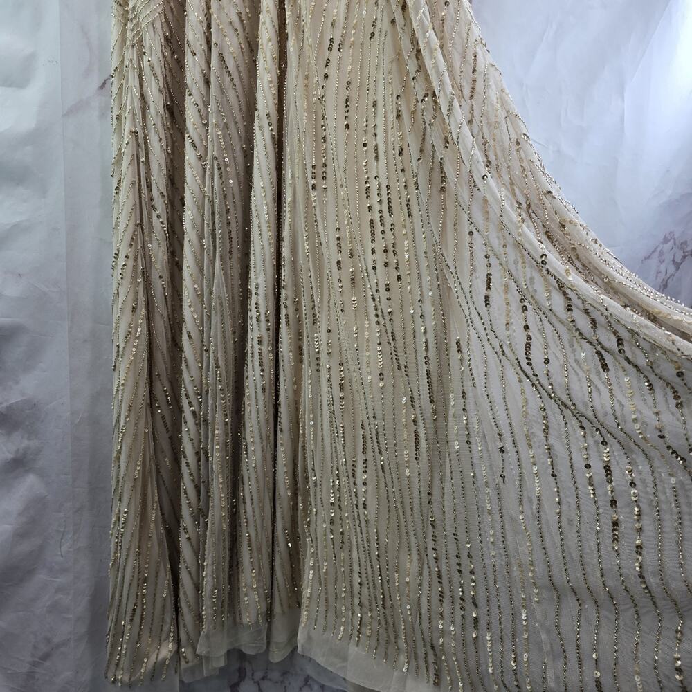 Anthropologie Dress Womens 16 Beaded Sequin Fidelia Champangne Gown Greek BHLDN - Picture 5 of 16